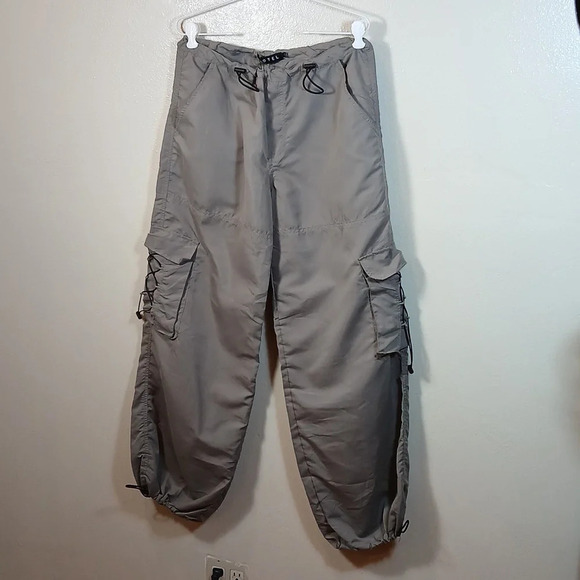 MOTEL Fabio Wide Leg Cargo Trousers in Grey size small - Picture 3 of 14